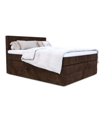 Łóżko kontynentalne, z podwójnym materacem i topperem Soho Double 200x200 Sztruks Beżowe