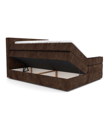 Łóżko kontynentalne, z podwójnym materacem i topperem Soho Double 200x200 Sztruks Beżowe