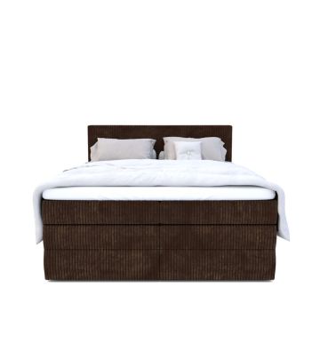 Łóżko kontynentalne, z podwójnym materacem i topperem Soho Double 200x200 Sztruks Beżowe