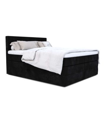 Łóżko kontynentalne, z podwójnym materacem i topperem Soho Double 180x200 Sztruks Czarne