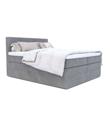 Łóżko kontynentalne, z podwójnym materacem i topperem Soho Double 180x200 Sztruks Szare