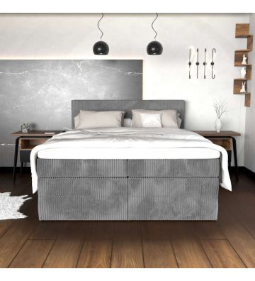 Łóżko kontynentalne, z podwójnym materacem i topperem Soho Double 180x200 Sztruks Grafitowe