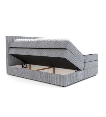 Łóżko kontynentalne, z podwójnym materacem i topperem Soho Double 200x200 Sztruks Szare