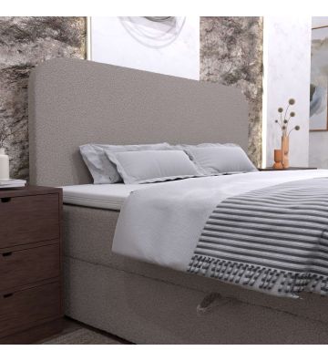 Łóżko kontynentalne z dwoma pojemnikami, materacem i topperem Malaga 180x200 Boucla Beżowe