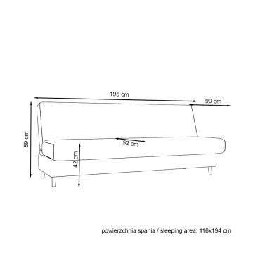 Kanapa rozkładana ELDA 195 cm Boucla Czarna