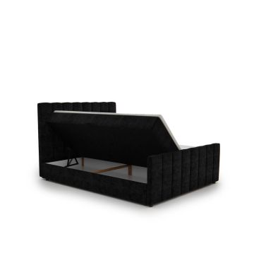Łóżko kontynentalne, z dwoma pojemnikami, materacem i topperem Bergamo Plus 180x200 Czarne