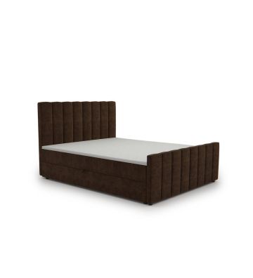 Łóżko kontynentalne, z dwoma pojemnikami, materacem i topperem Bergamo Plus 160x200 Brązowe