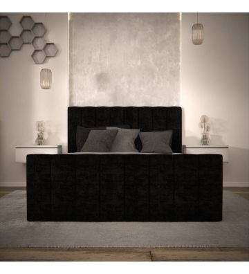 Łóżko kontynentalne, z dwoma pojemnikami, materacem i topperem Bergamo Plus 160x200 Czarne