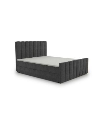 Łóżko kontynentalne, z dwoma pojemnikami, materacem i topperem Bergamo Plus 140x200 Grafitowe