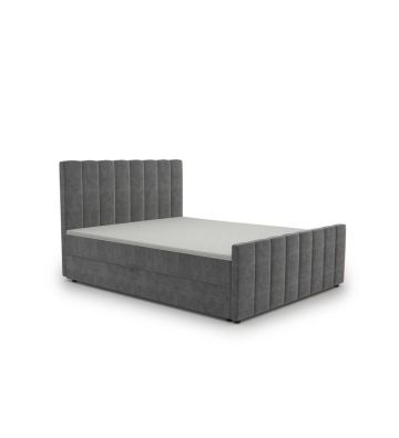 Łóżko kontynentalne, z dwoma pojemnikami, materacem i topperem Bergamo Plus 140x200 Szare
