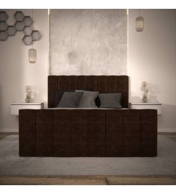 Łóżko kontynentalne, z dwoma pojemnikami, materacem i topperem Bergamo Plus 120x200 Brązowe