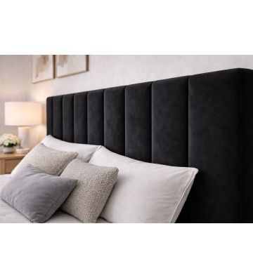 Łóżko kontynentalne z dwoma pojemnikami, materacem i topperem BERGAMO 160x200 Czarne