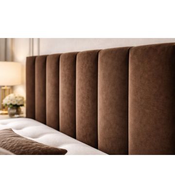 Łóżko kontynentalne z dwoma pojemnikami, materacem i topperem BERGAMO 160x200 Brązowe