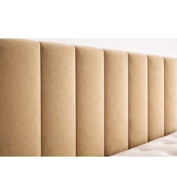 Łóżko kontynentalne z dwoma pojemnikami, materacem i topperem BERGAMO 200x200 Beżowe