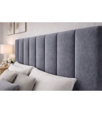 Łóżko kontynentalne z dwoma pojemnikami, materacem i topperem BERGAMO 200x200 Grafitowe