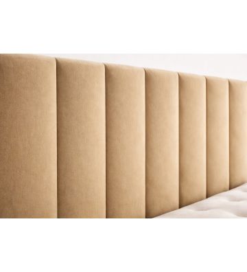 Łóżko kontynentalne, z dwoma pojemnikami, materacem i topperem Bergamo Plus 200x200 Beżowe