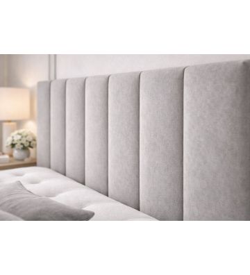 Łóżko kontynentalne, z dwoma pojemnikami, materacem i topperem Bergamo Plus 180x200 Szare