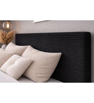 Łóżko kontynentalne z dwoma pojemnikami, materacem i topperem Soho 120x200 Sztruks Czarne