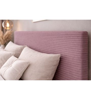 Łóżko kontynentalne z dwoma pojemnikami, materacem i topperem Soho 180x200 Sztruks Różowe