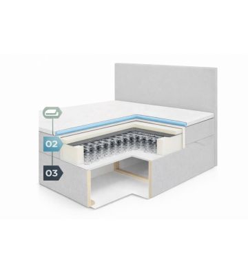 Łóżko kontynentalne z dwoma pojemnikami, materacem i topperem Soho 180x200 Sztruks Czarne