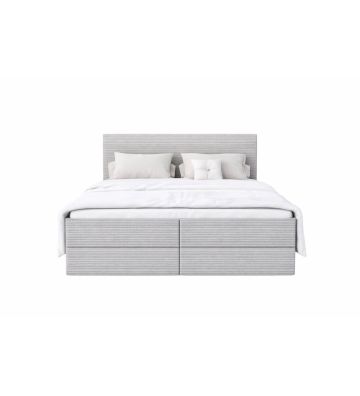 Łóżko kontynentalne z dwoma pojemnikami, materacem i topperem Soho 200x200 Sztruks Szare