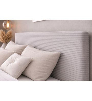 Łóżko kontynentalne z dwoma pojemnikami, materacem i topperem Soho 200x200 Sztruks Szare