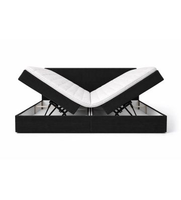 Łóżko kontynentalne z dwoma pojemnikami, materacem i topperem Soho 200x200 Sztruks Czarne