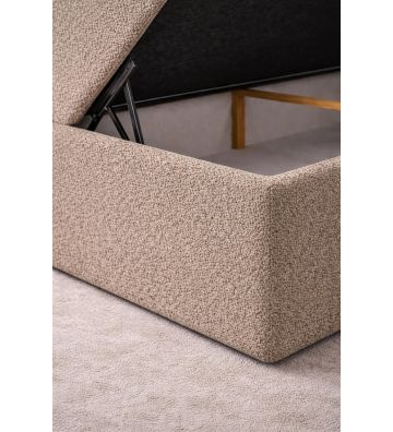 Łóżko kontynentalne z dwoma pojemnikami, materacem i topperem Malaga 120x200 Boucla Ciemny Beż