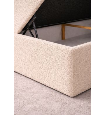 Łóżko kontynentalne z dwoma pojemnikami, materacem i topperem Malaga 120x200 Boucla Beżowe