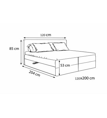 Łóżko kontynentalne z dwoma pojemnikami, materacem i topperem Malaga 120x200 Boucla Beżowe