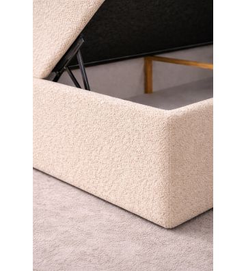 Łóżko kontynentalne z dwoma pojemnikami, materacem i topperem Malaga 140x200 Boucla Beżowe