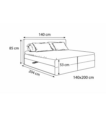 Łóżko kontynentalne z dwoma pojemnikami, materacem i topperem Malaga 140x200 Boucla Beżowe