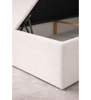 Łóżko kontynentalne z dwoma pojemnikami, materacem i topperem Malaga 140x200 Boucla Białe