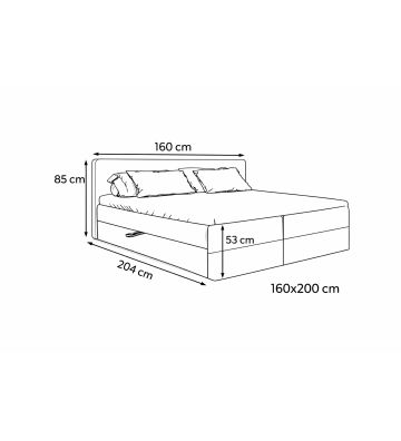 Łóżko kontynentalne z dwoma pojemnikami, materacem i topperem Malaga 160x200 Boucla Ciemny Beż