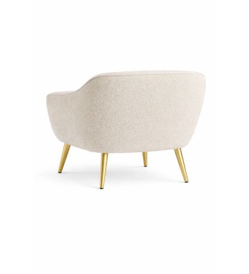Fotel Livo boucle ze złotymi nóżkami – fotel skandynawski do salonu i sypialni beżowy
