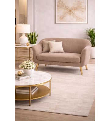 Sofa dwuosobowa Livo boucle – nowoczesna sofa do salonu i sypialni ciemny beż