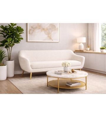 Sofa trzyosobowa Livo boucle – nowoczesna sofa do salonu biała