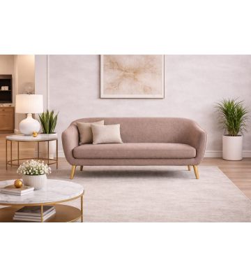 Sofa trzyosobowa Livo boucle – nowoczesna sofa do salonu ciemny beż