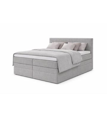 Łóżko kontynentalne, z podwójnym materacem i topperem Soho Duo160x200 Sztruks Szare
