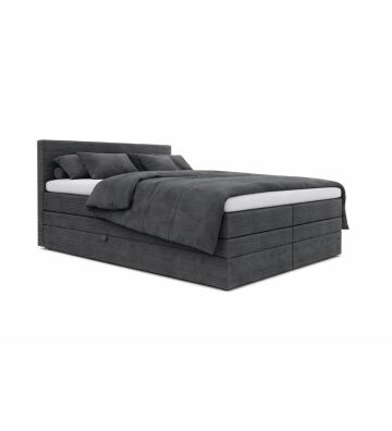 Łóżko kontynentalne, z podwójnym materacem i topperem Soho Duo 160x200 Sztruks Grafitowe
