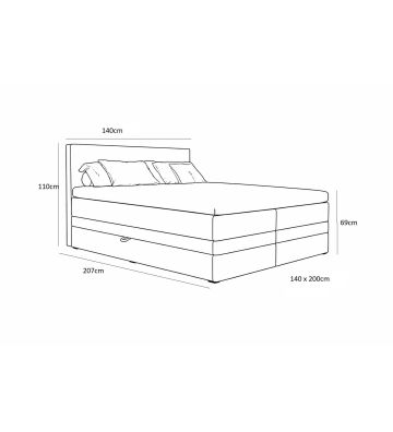 Łóżko kontynentalne, z podwójnym materacem i topperem Soho Duo140x200 Sztruks Beżowe