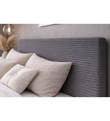 Łóżko kontynentalne, z podwójnym materacem i topperem Soho Duo 140x200 Sztruks Grafitowe