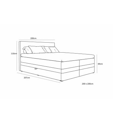 Łóżko kontynentalne, z podwójnym materacem i topperem Soho Duo 200x200 Sztruks Szare