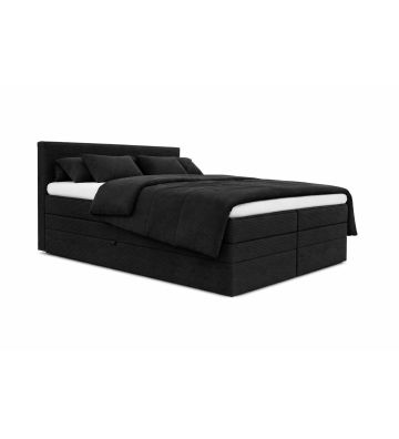 Łóżko kontynentalne, z podwójnym materacem i topperem Soho Duo 200x200 Sztruks Czarne